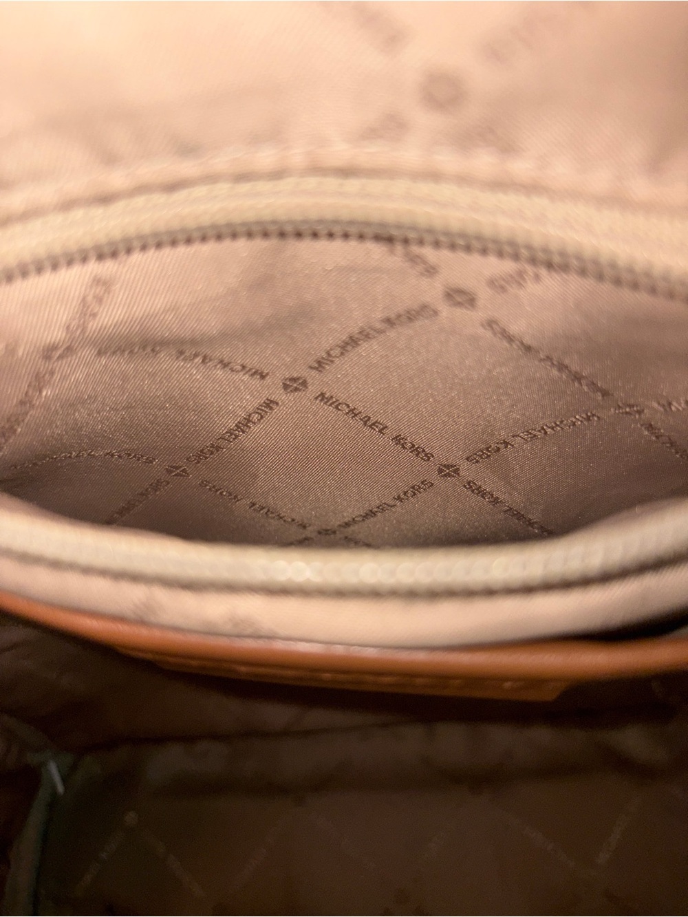 Michael Kors Brown Signature MK Logo Backpack with Tan Trim - Picture 7 of 12